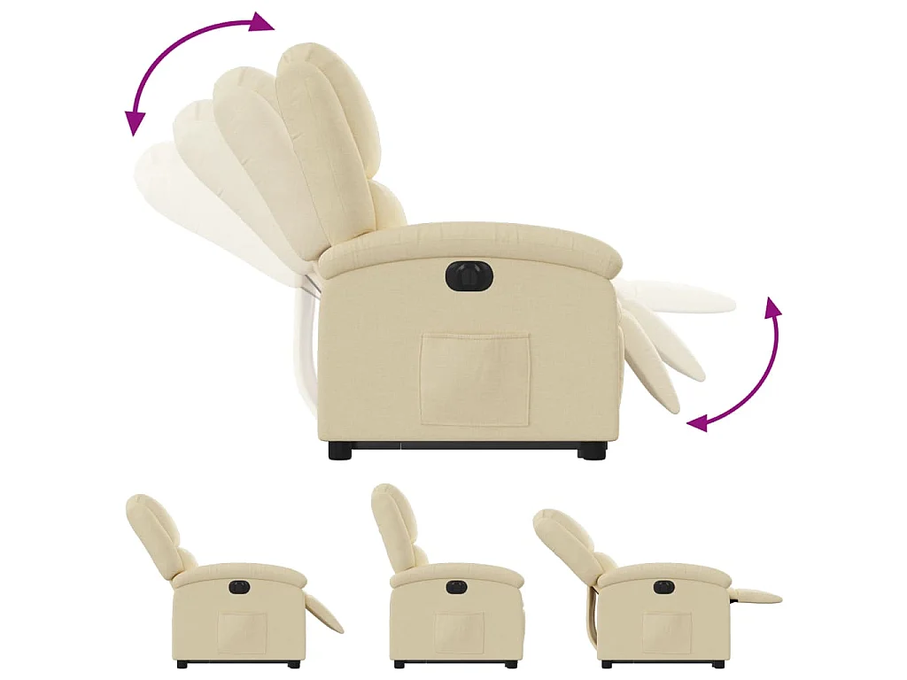 Relaxsessel mit Aufstehhilfe Elektrisch Creme Stoff