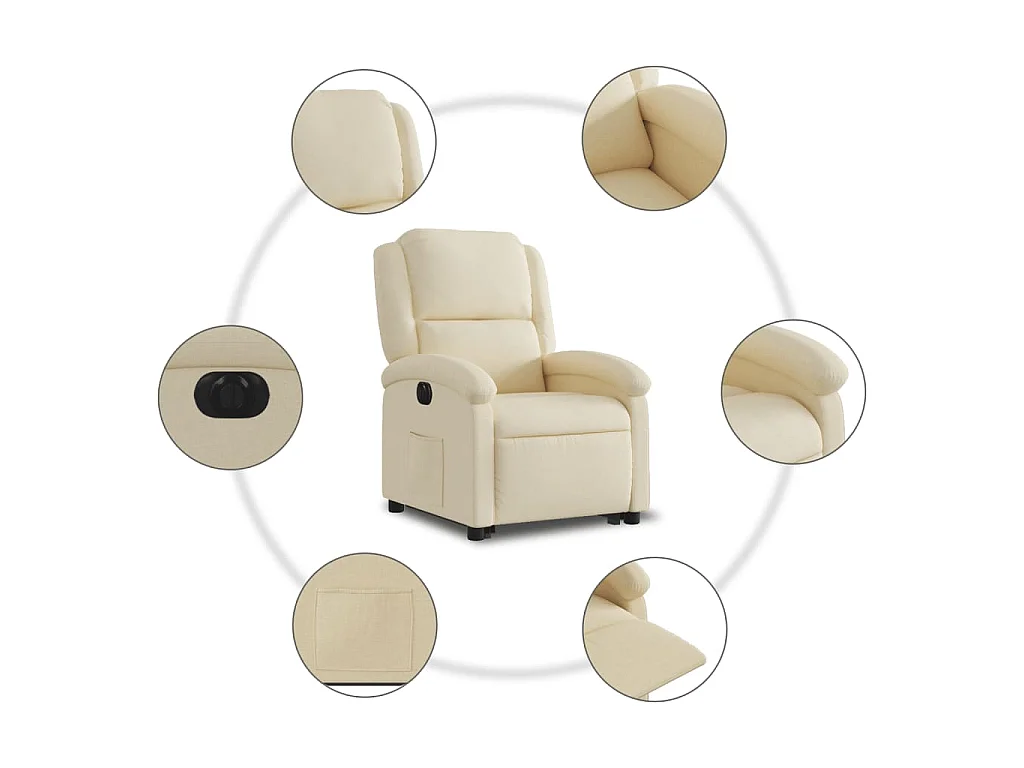 Relaxsessel mit Aufstehhilfe Elektrisch Creme Stoff