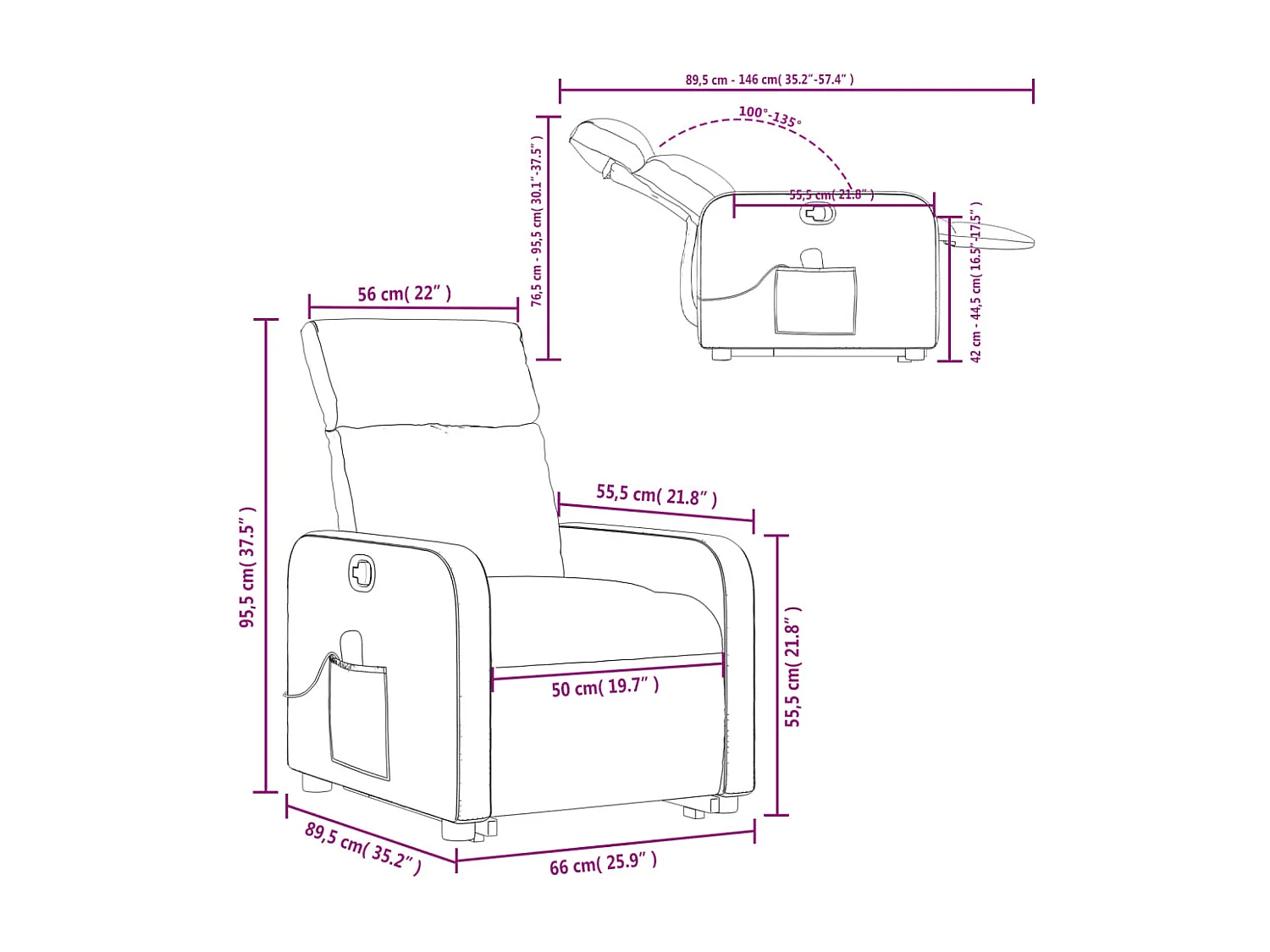 Poltrona Alzapersona Massaggiante Reclinabile Tortora Tessuto