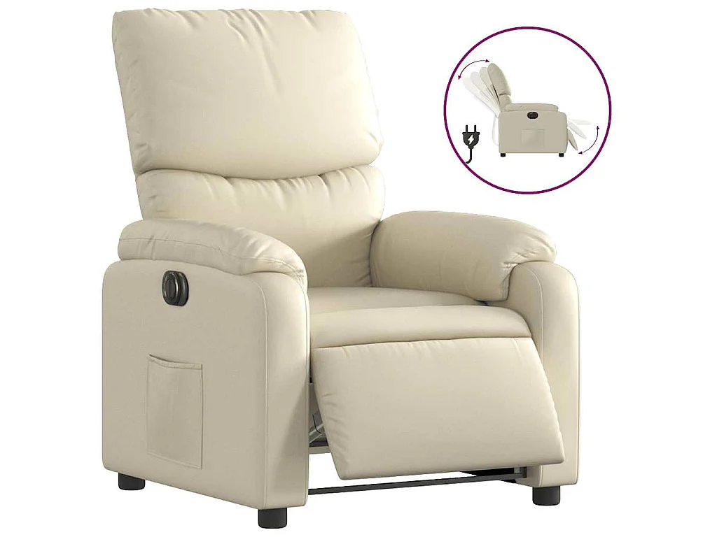 Fauteuil elektrisch verstelbaar kunstleer crèmekleurig