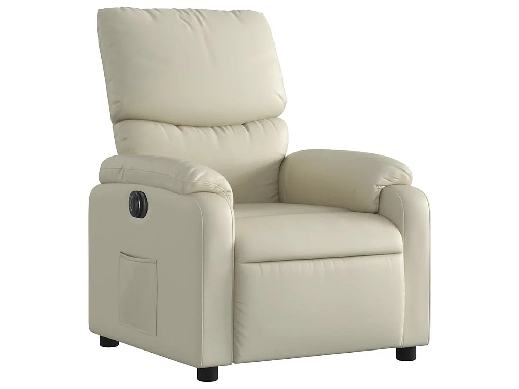 Fauteuil elektrisch verstelbaar kunstleer crèmekleurig