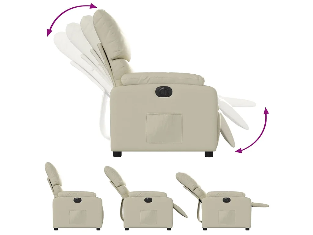 Fauteuil elektrisch verstelbaar kunstleer crèmekleurig