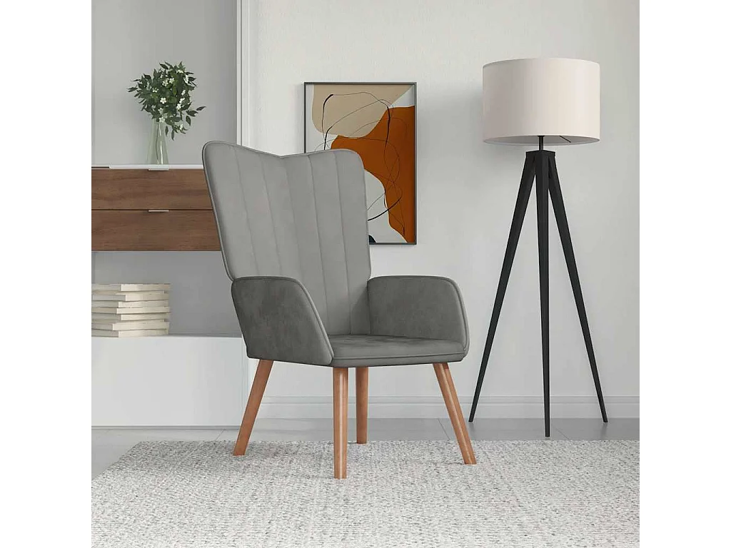 Cadeira de descanso veludo cinzento-claro