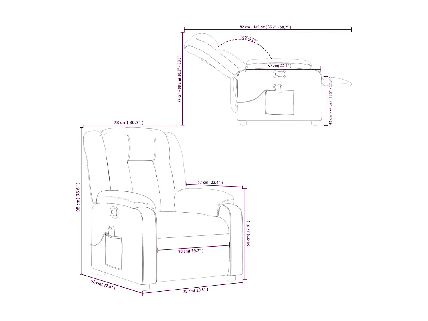 Massagesessel Creme Kunstleder
