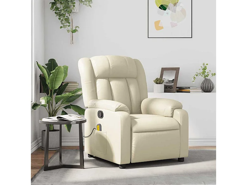 Fauteuil inclinable de massage Crème Similicuir