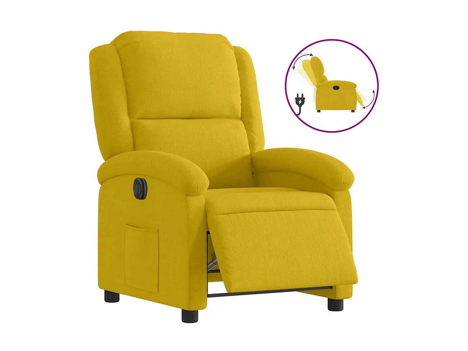 Sillón reclinable eléctrico de terciopelo amarillo