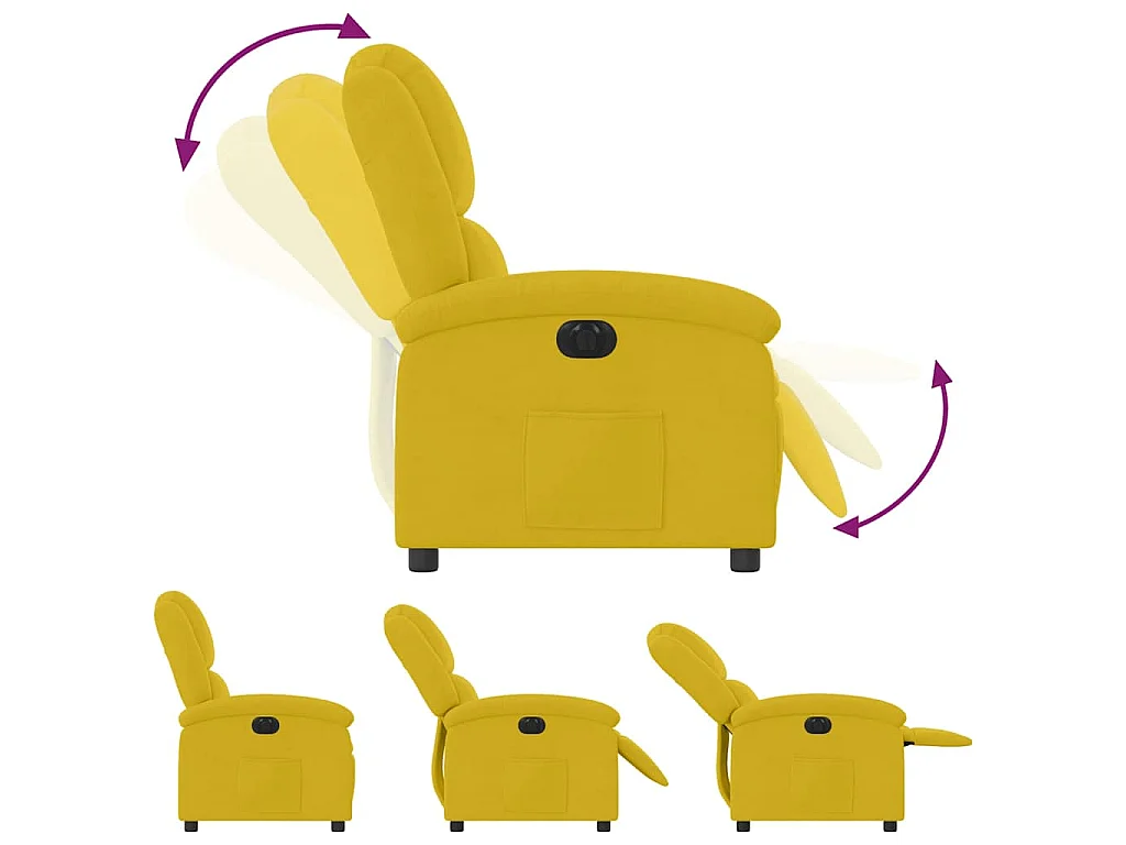 Sillón reclinable eléctrico de terciopelo amarillo