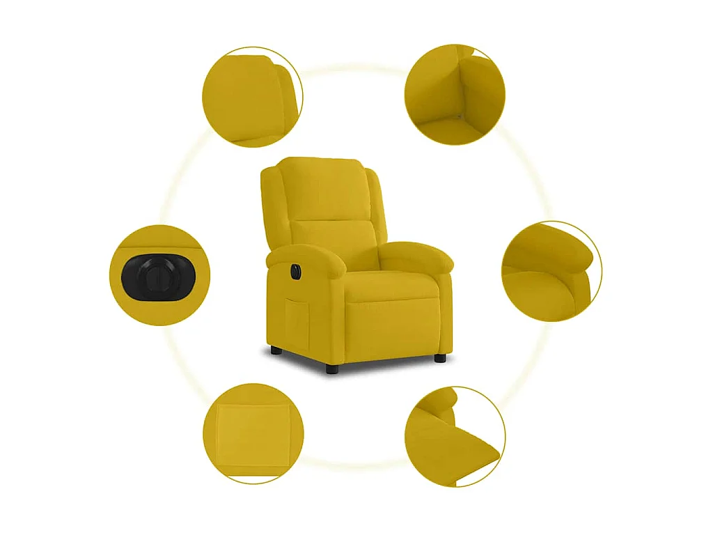 Sillón reclinable eléctrico de terciopelo amarillo