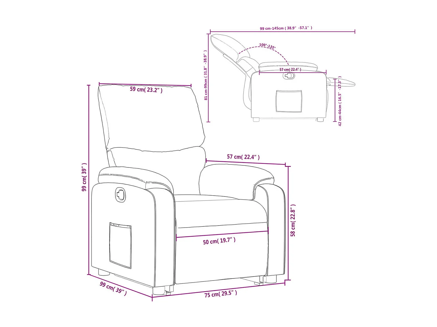 Fauteuil inclinable Crème Similicuir