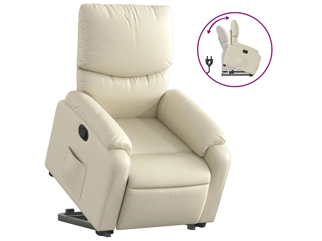 Poltrona Alzapersona Reclinabile Crema in Similpelle