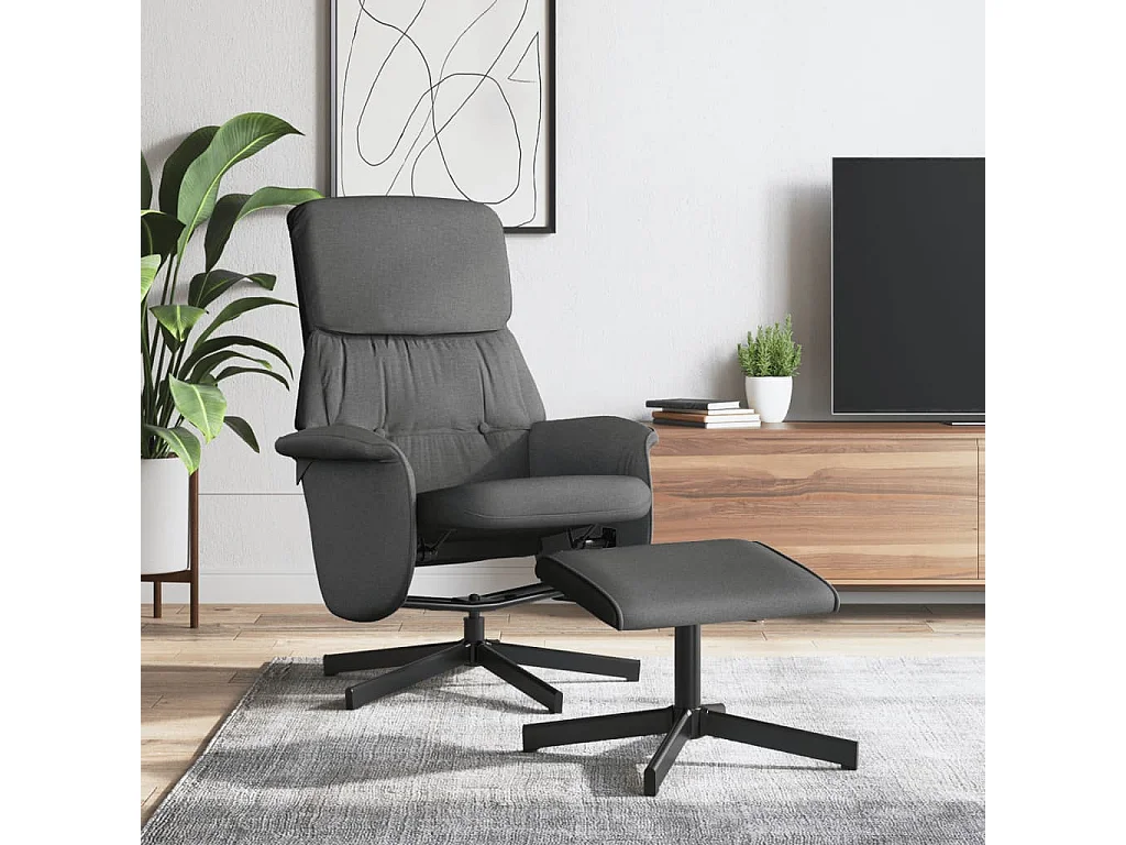 Fauteuil inclinable avec repose-pied gris foncé tissu