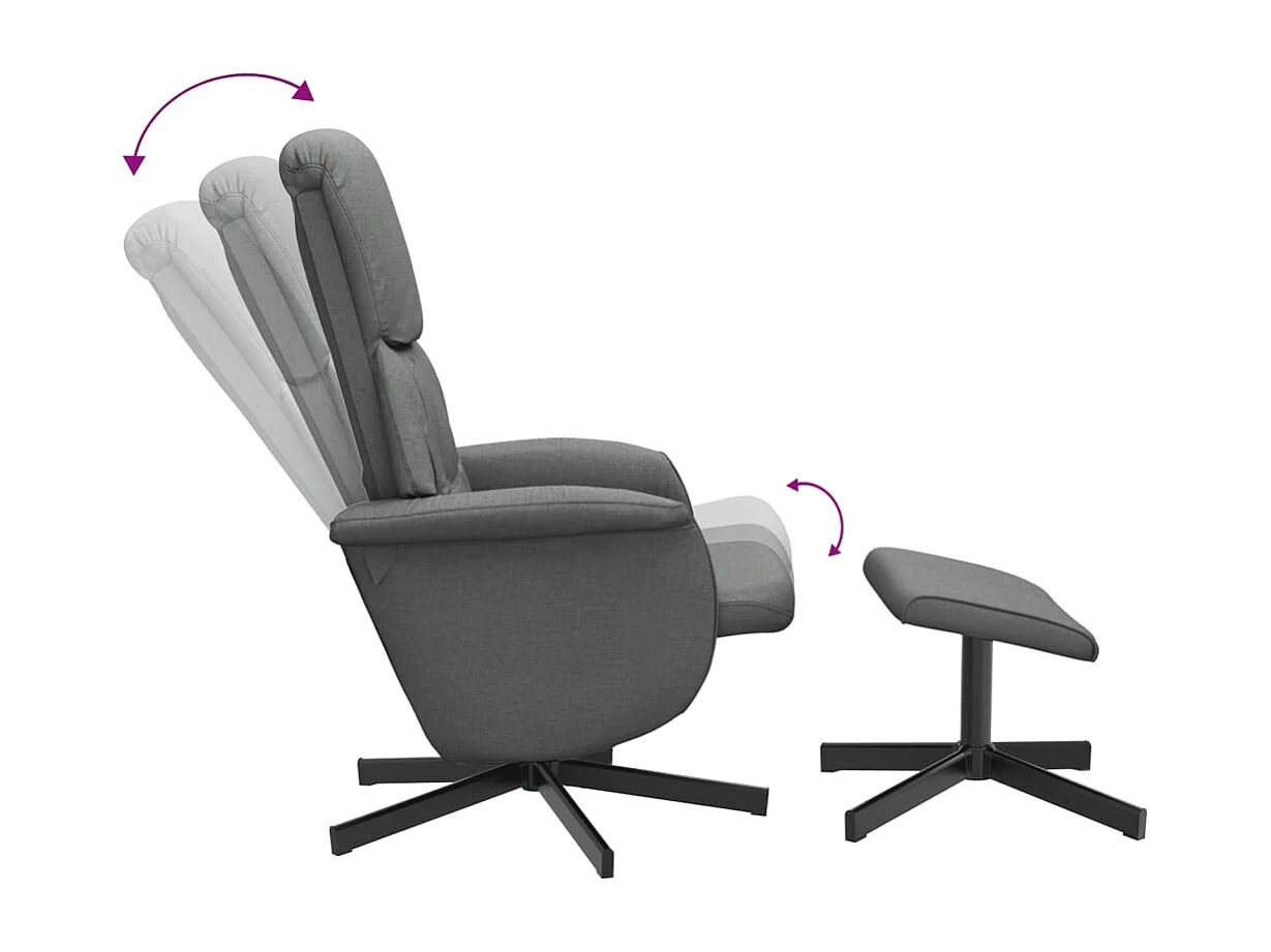 Fauteuil inclinable avec repose-pied gris foncé tissu