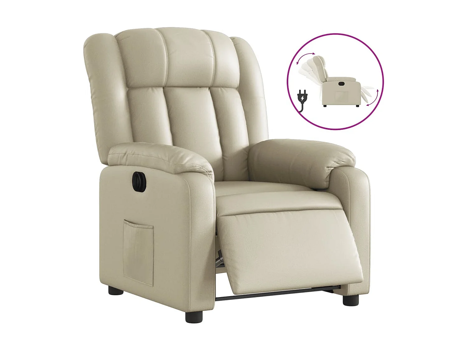Fauteuil inclinable électrique Crème Similicuir
