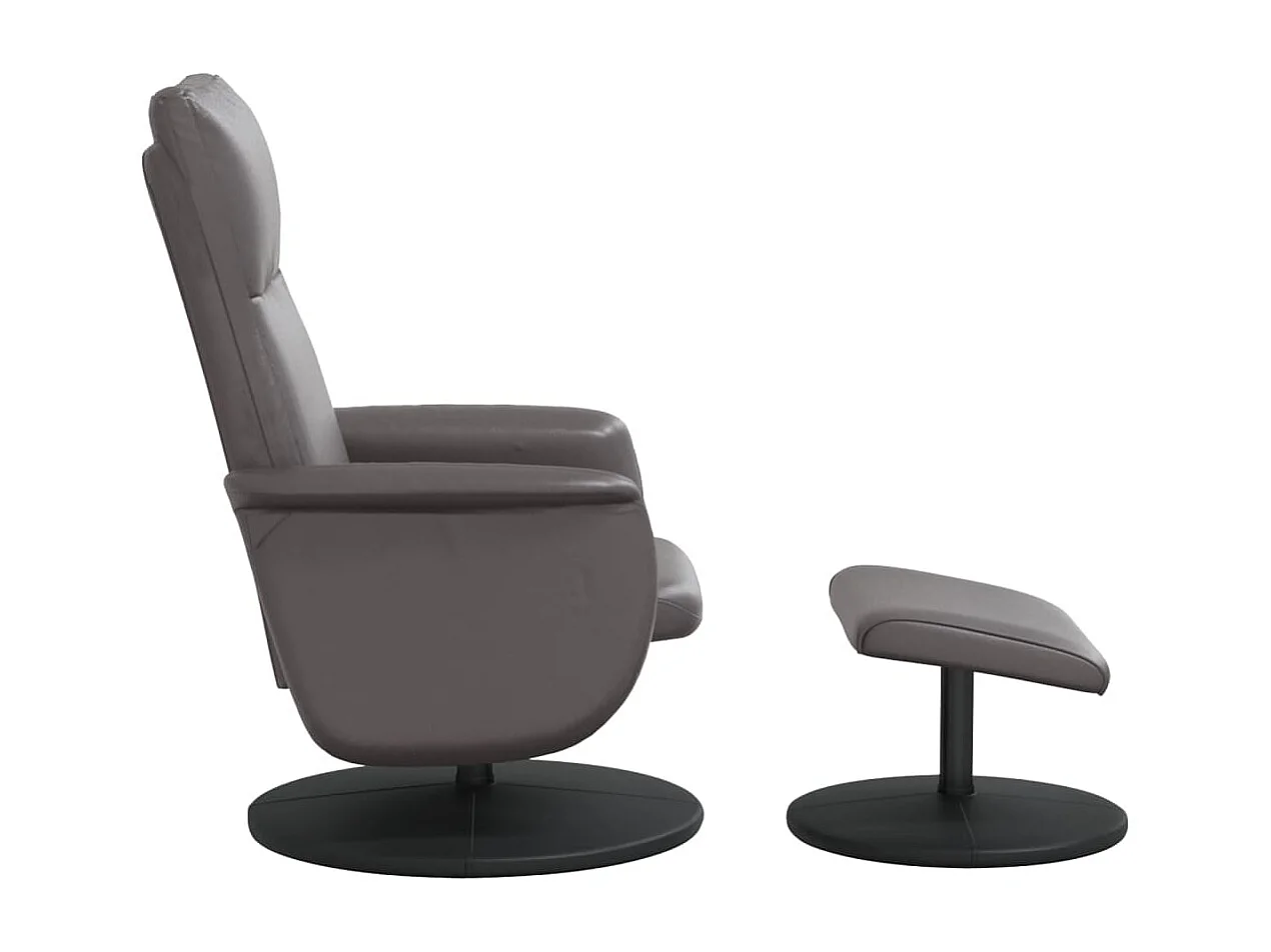 Fauteuil inclinable avec repose-pied gris similicuir