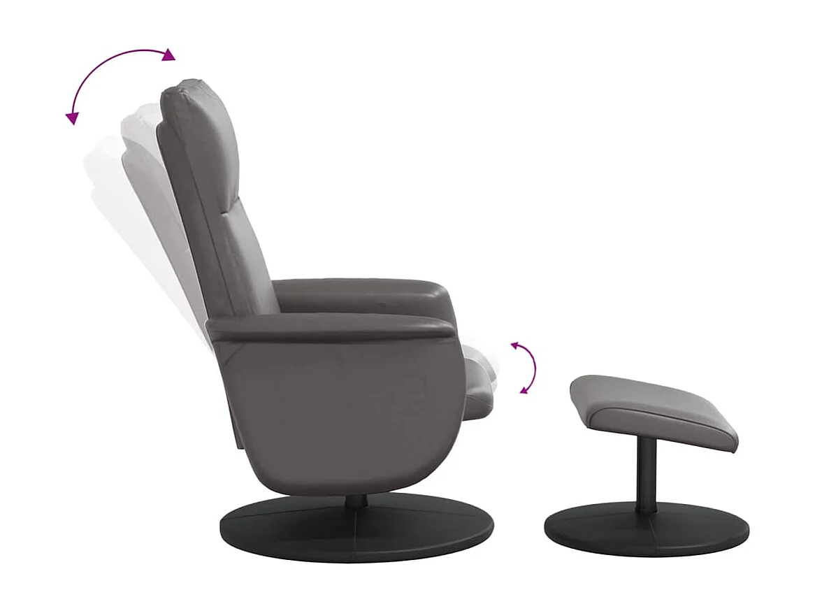 Fauteuil inclinable avec repose-pied gris similicuir
