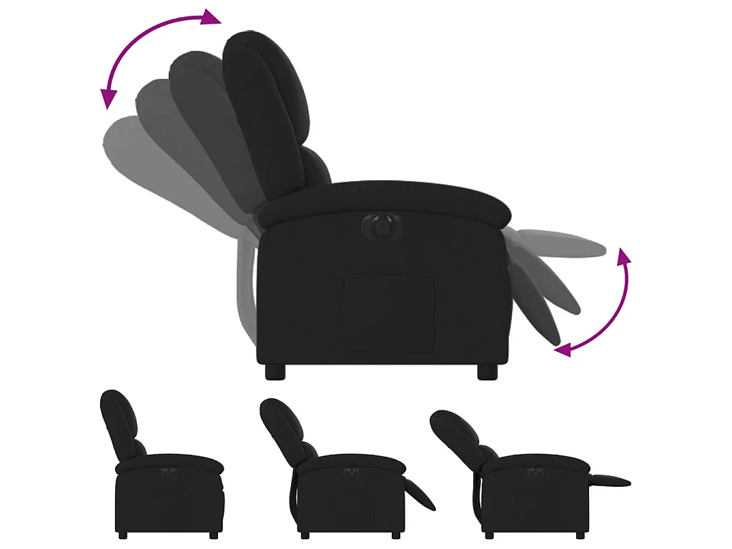 Fauteuil verstelbaar elektrisch stof zwart