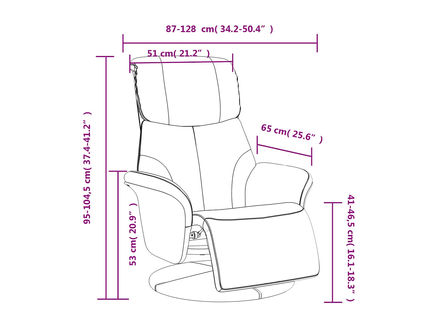 Fauteuil verstelbaar met voetensteun kunstleer zwart