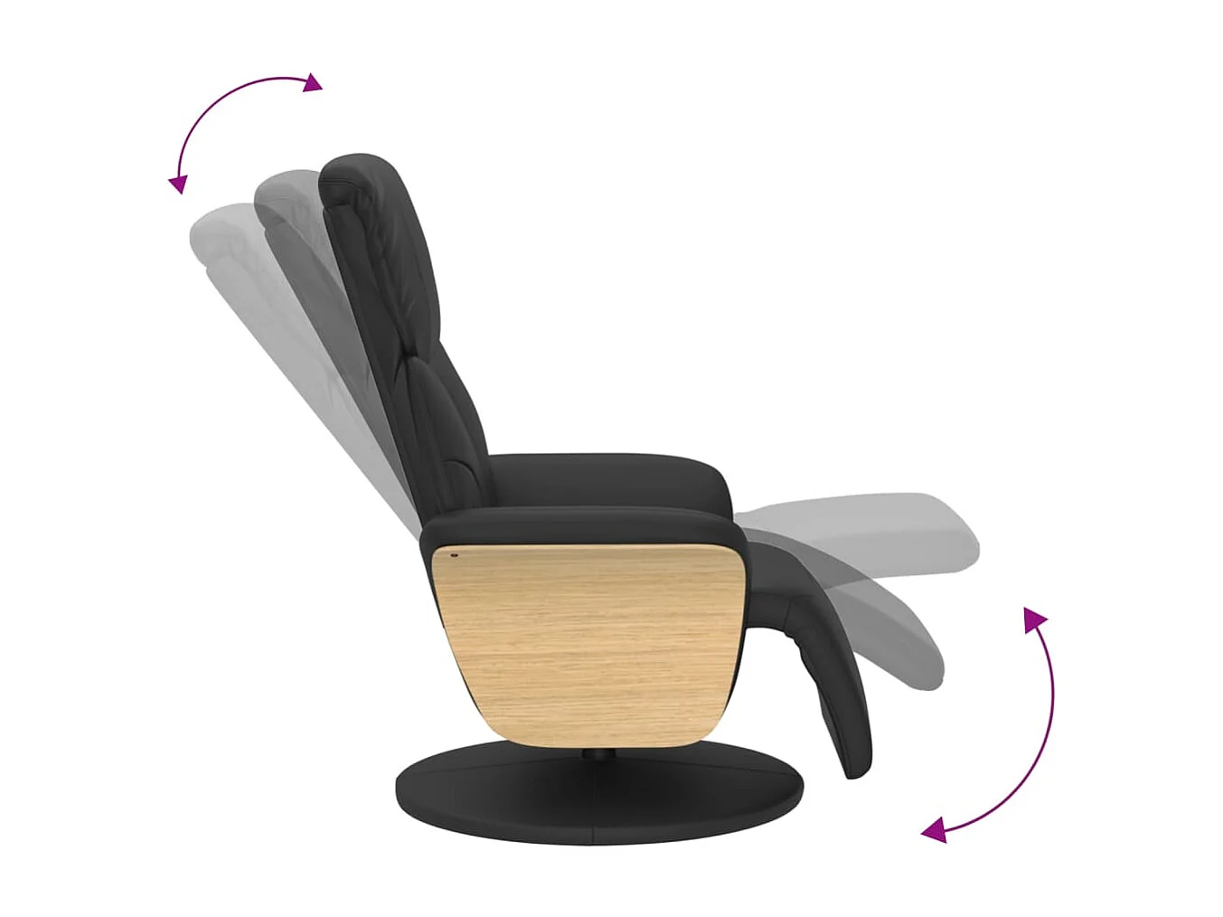 Fauteuil inclinable avec repose-pieds noir similicuir