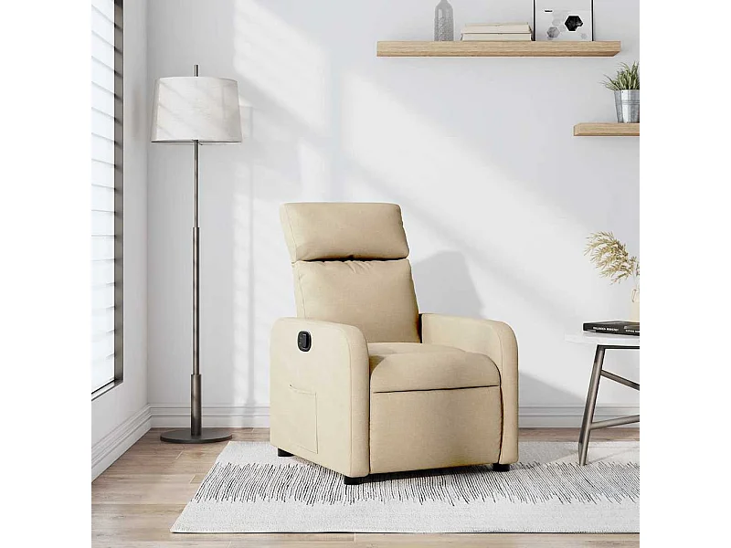 Fauteuil verstelbaar stof crèmekleurig