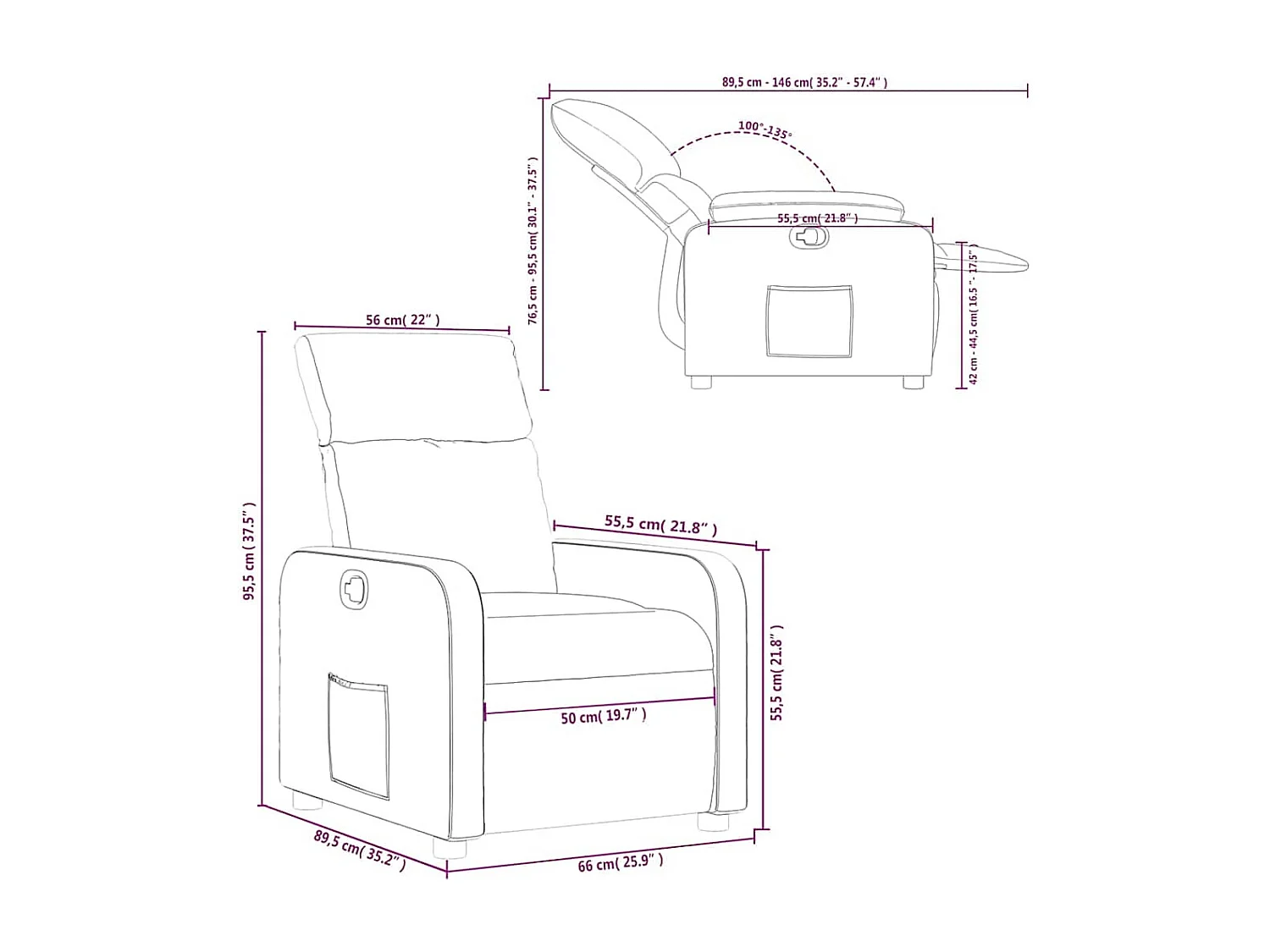 Poltrona Reclinabile in Tessuto Crema