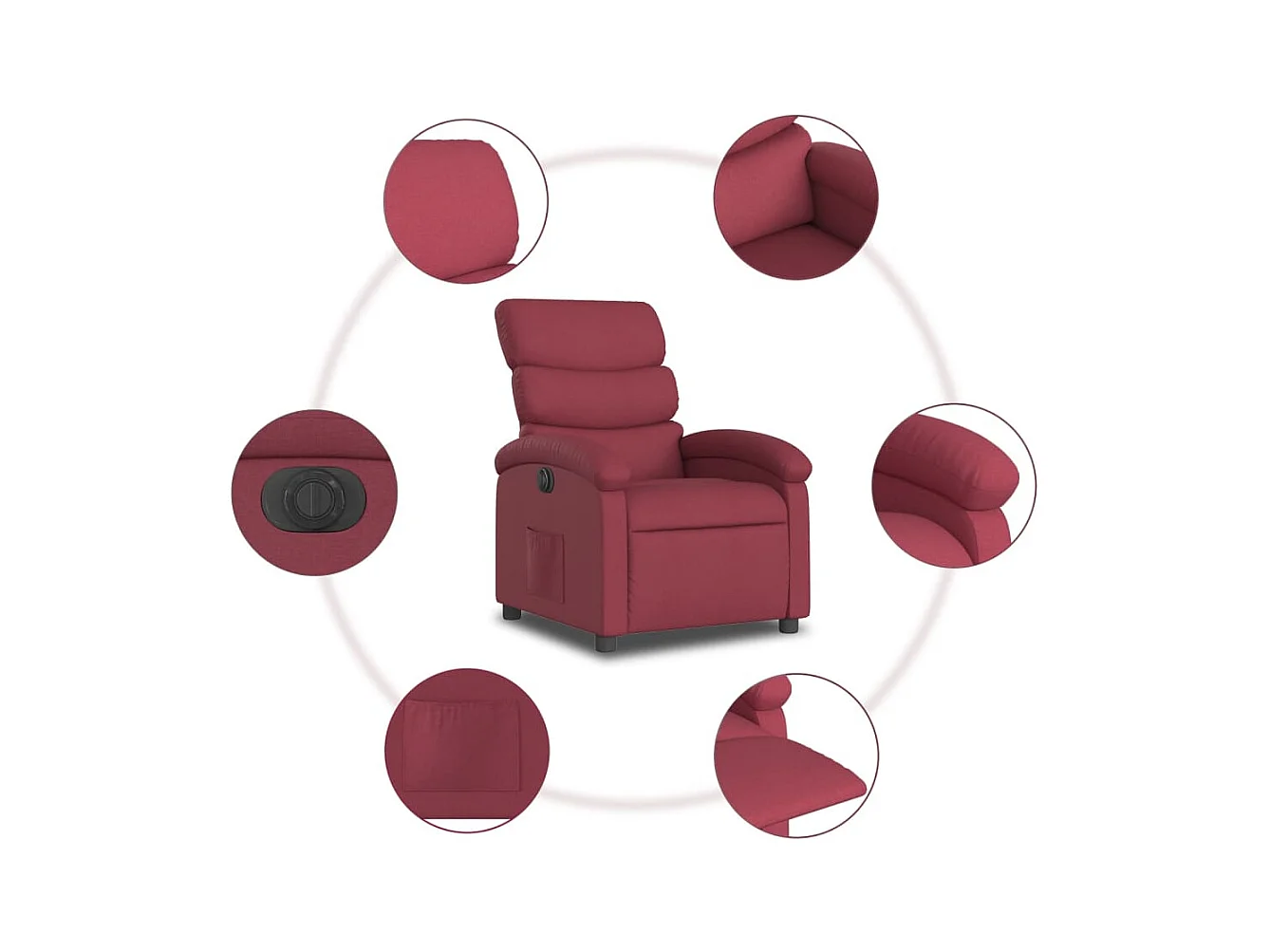 Fauteuil inclinable électrique Rouge bordeaux Tissu