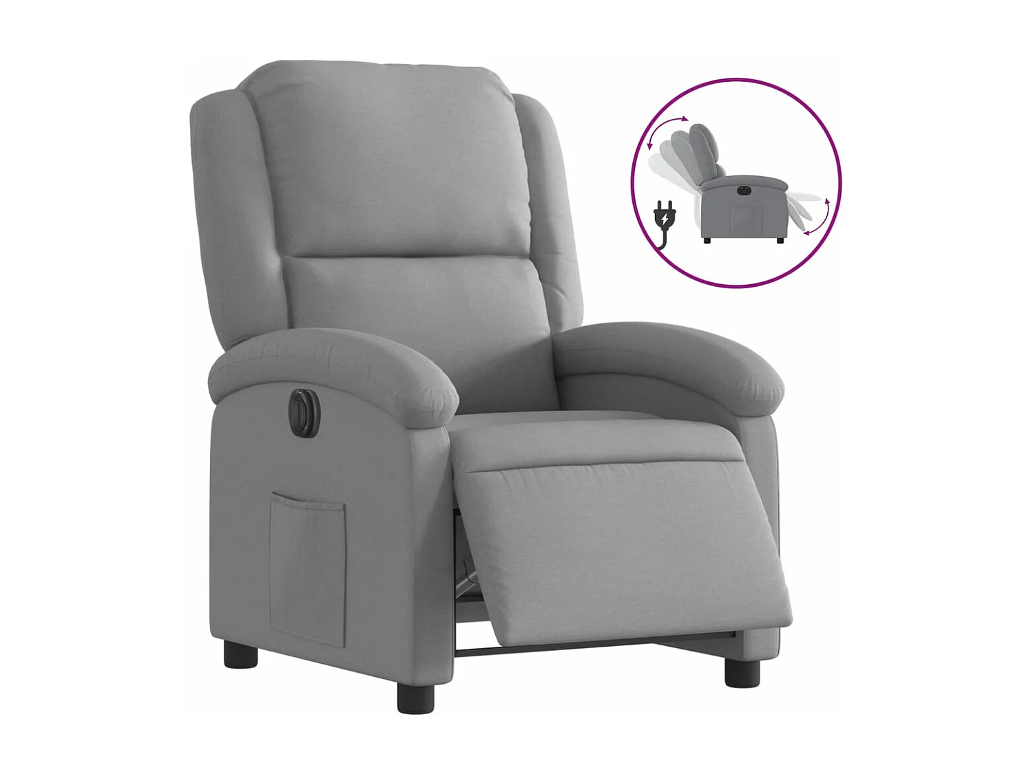 Fauteuil inclinable électrique Gris clair Tissu