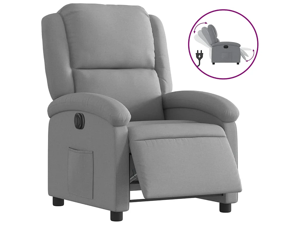 Fauteuil inclinable électrique Gris clair Tissu