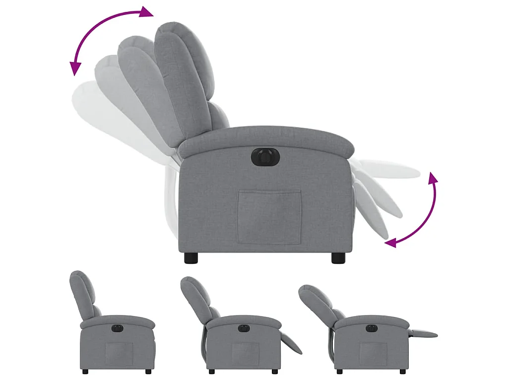 Fauteuil inclinable électrique Gris clair Tissu