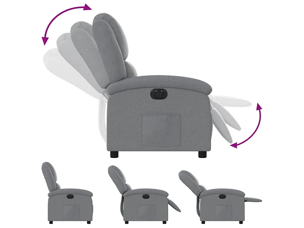 Fauteuil inclinable électrique Gris clair Tissu
