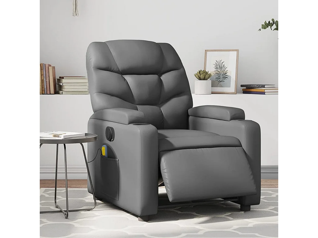 Fauteuil de massage inclinable électrique gris similicuir