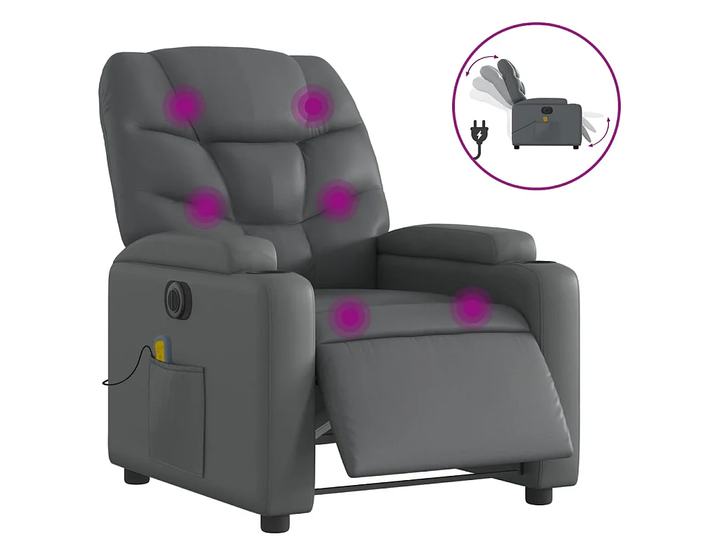 Massagesessel Elektrisch Grau Kunstleder