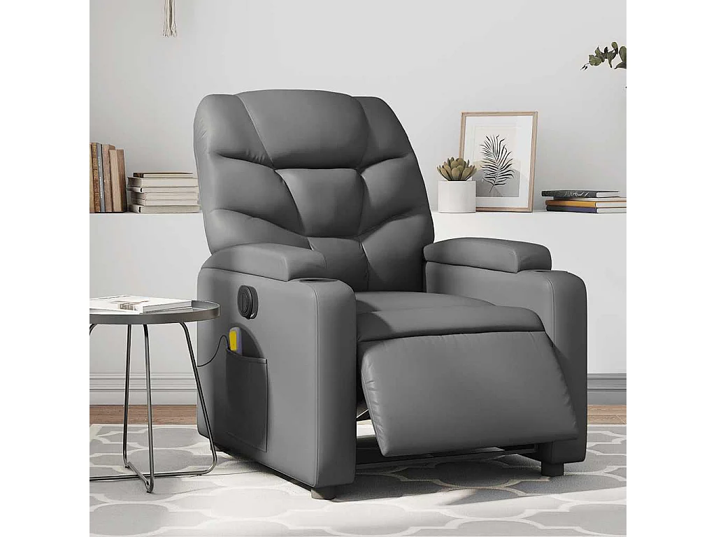 Massagesessel Elektrisch Grau Kunstleder