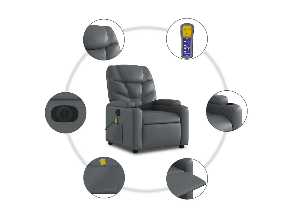 Massagesessel Elektrisch Grau Kunstleder