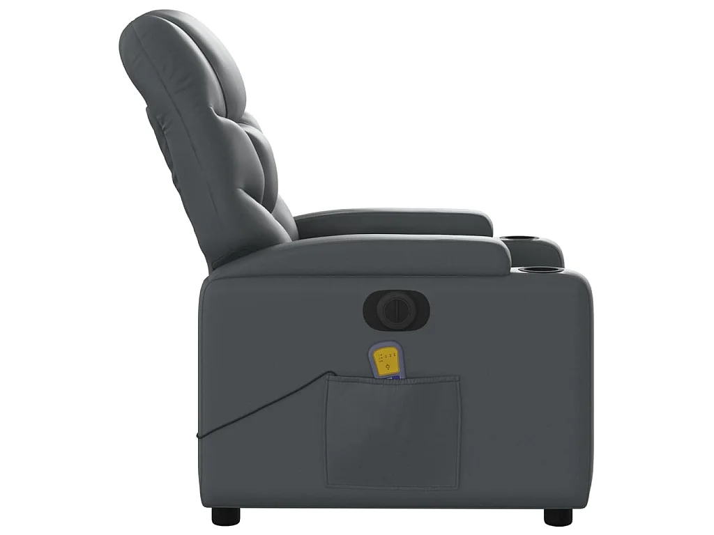 Massagesessel Elektrisch Grau Kunstleder
