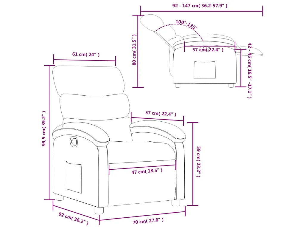 Fauteuil verstelbaar kunstleer rood