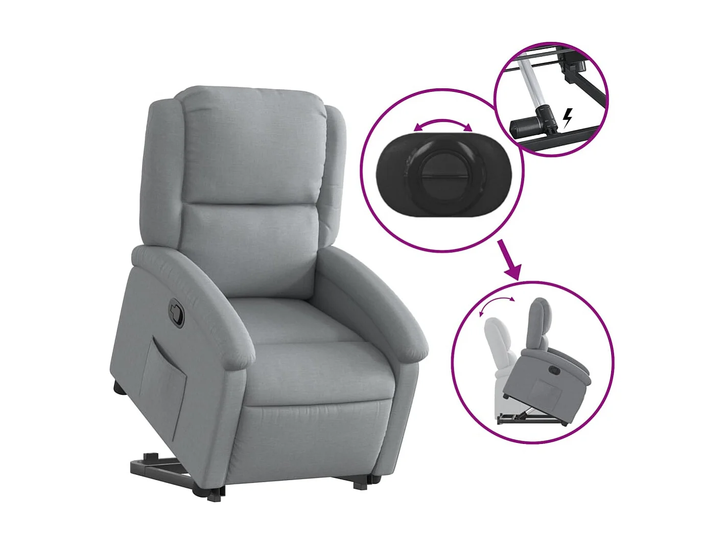 Fauteuil inclinable Gris clair Tissu