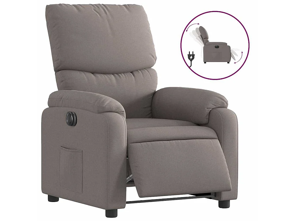 Sillón reclinable eléctrico tela gris taupé