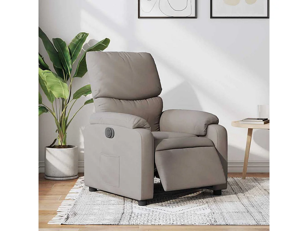 Sillón reclinable eléctrico tela gris taupé