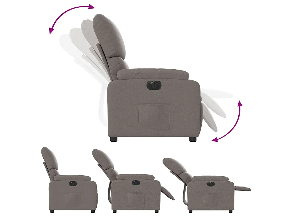 Sillón reclinable eléctrico tela gris taupé