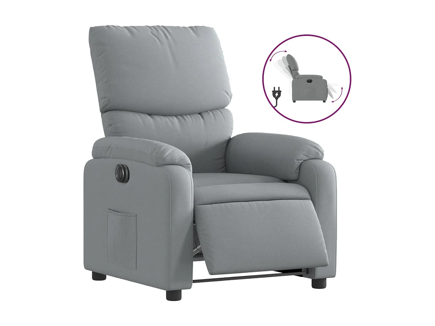 Fauteuil elektrisch verstelbaar stof lichtgrijs