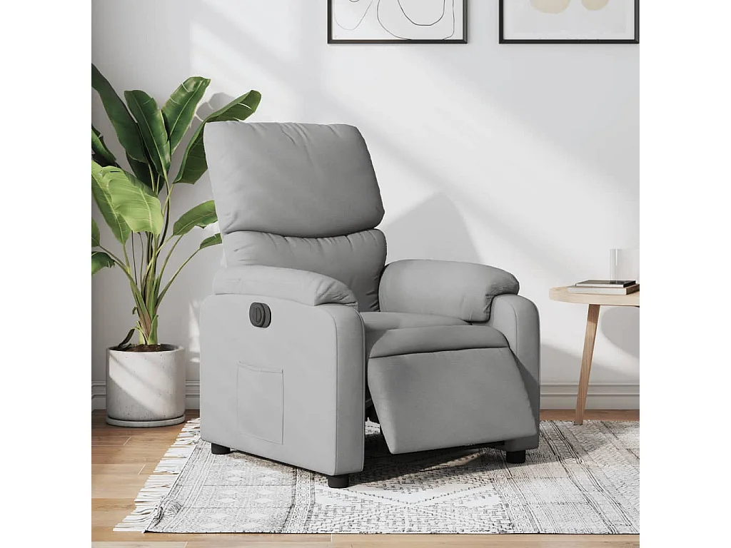 Fauteuil elektrisch verstelbaar stof lichtgrijs