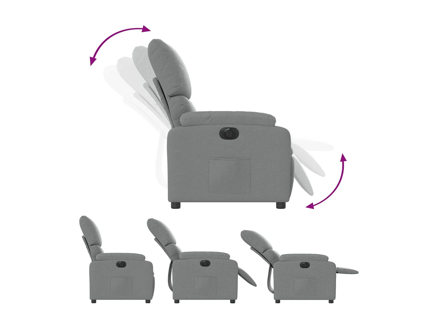 Fauteuil elektrisch verstelbaar stof lichtgrijs