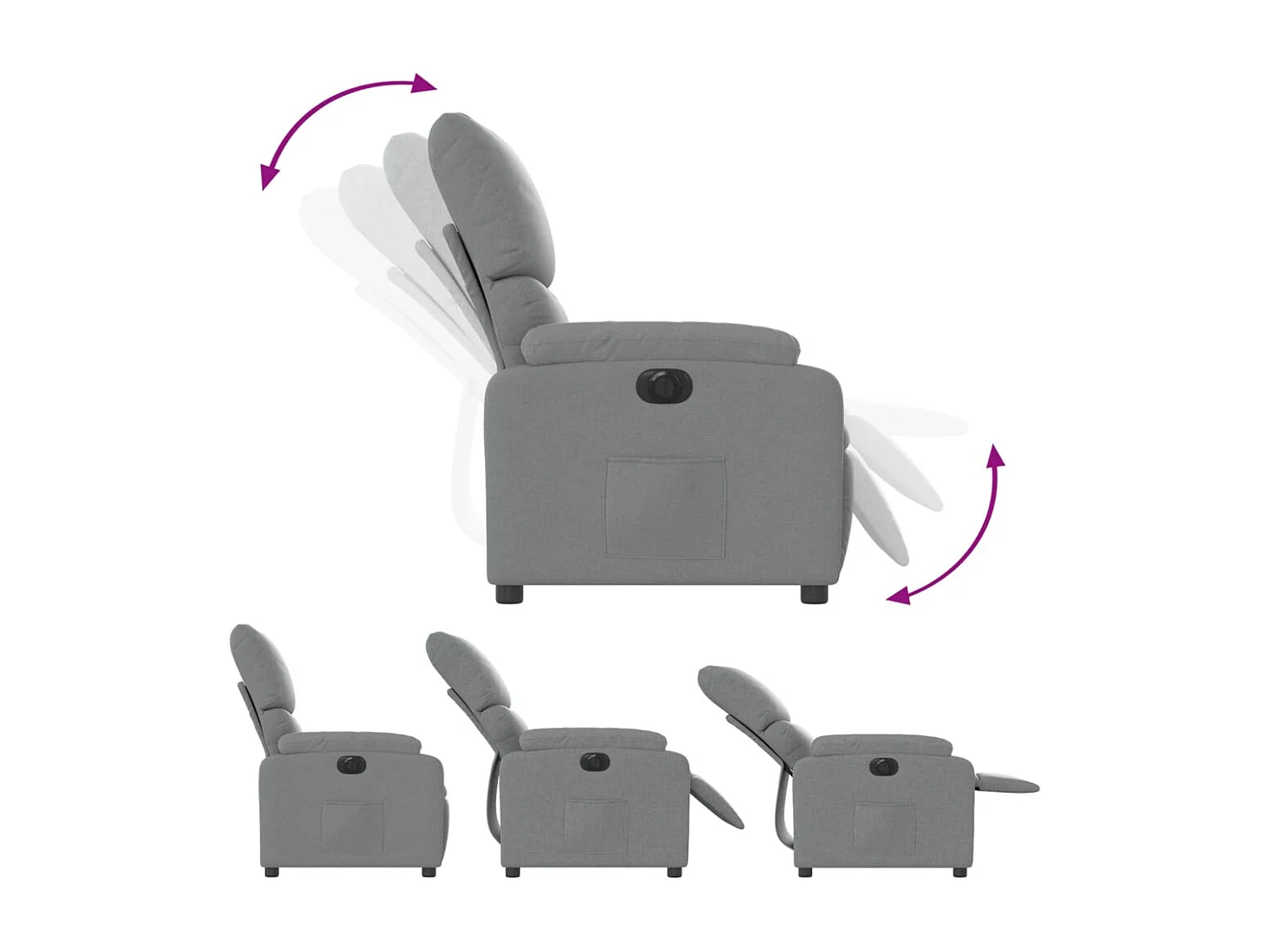 Fauteuil elektrisch verstelbaar stof lichtgrijs