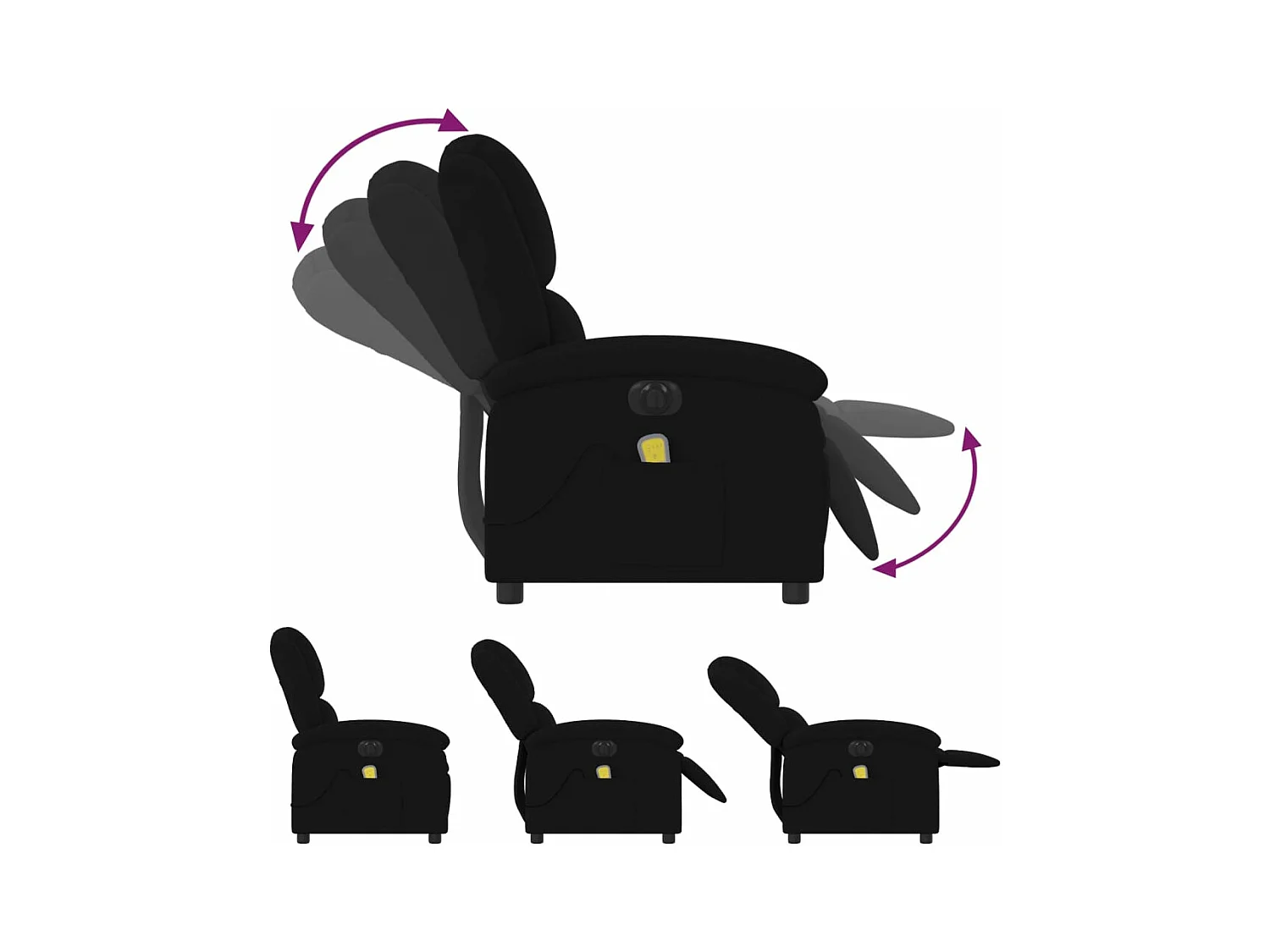 Massagesessel Elektrisch Schwarz Samt
