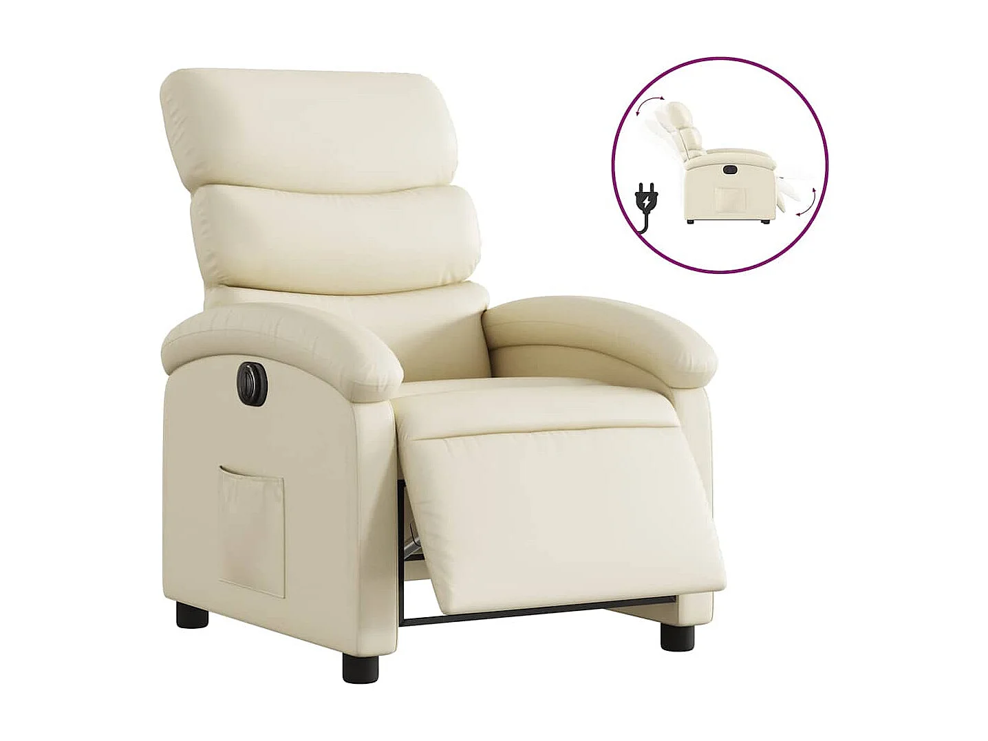 Fauteuil inclinable électrique Crème Similicuir