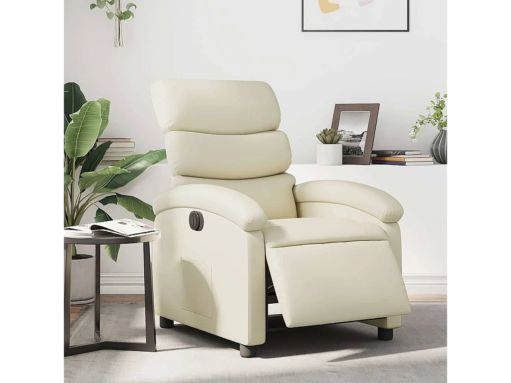 Fauteuil inclinable électrique Crème Similicuir