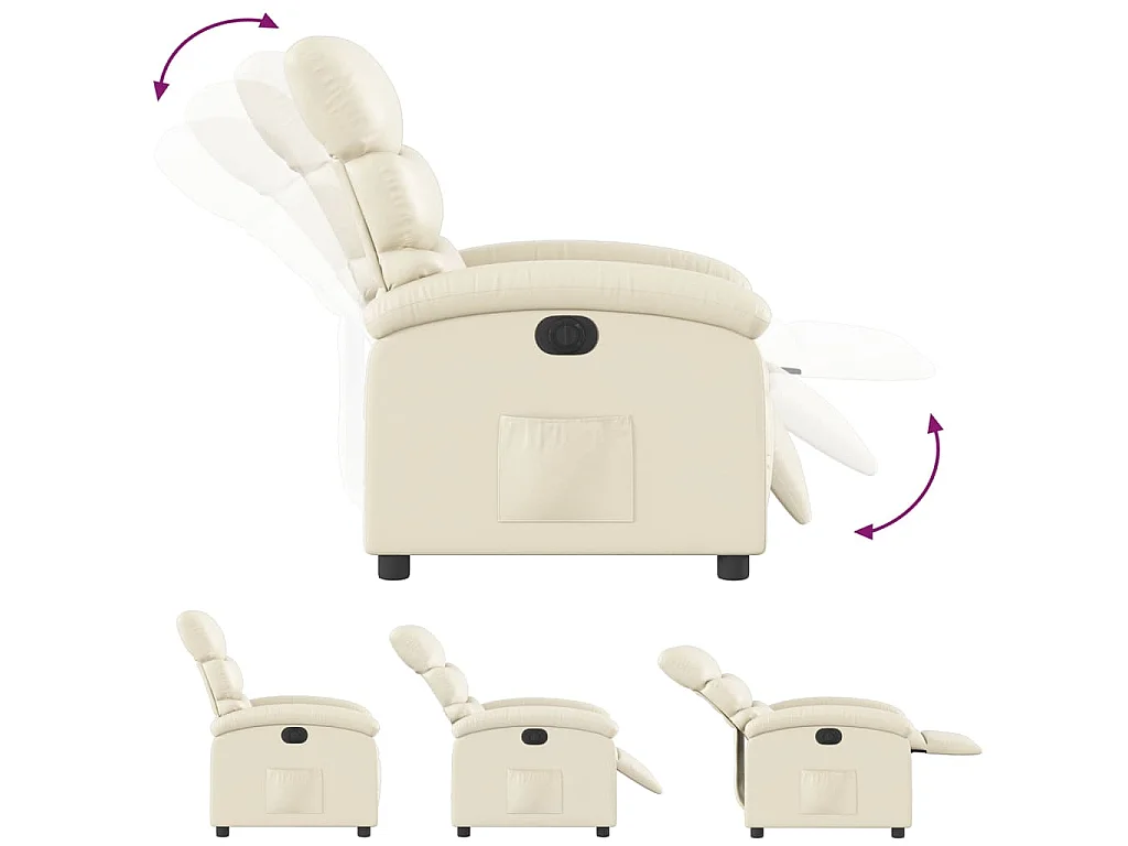 Fauteuil inclinable électrique Crème Similicuir