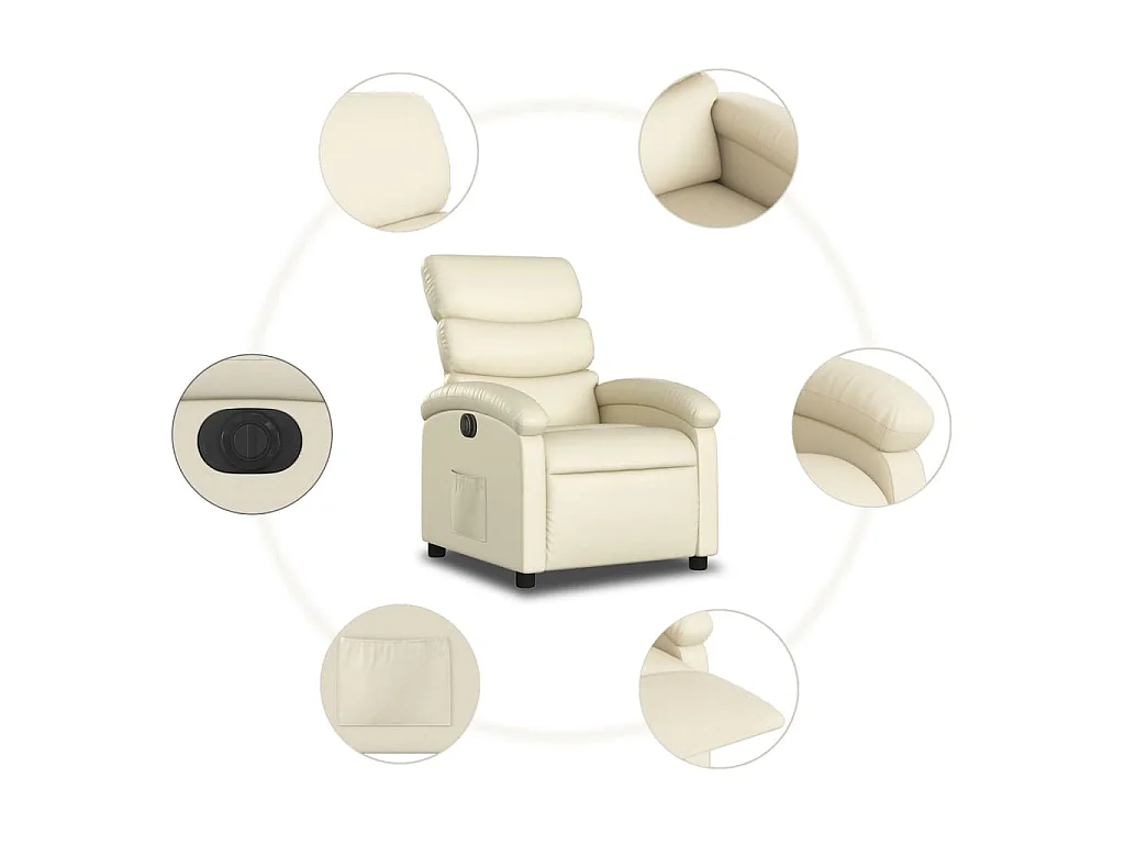 Fauteuil inclinable électrique Crème Similicuir
