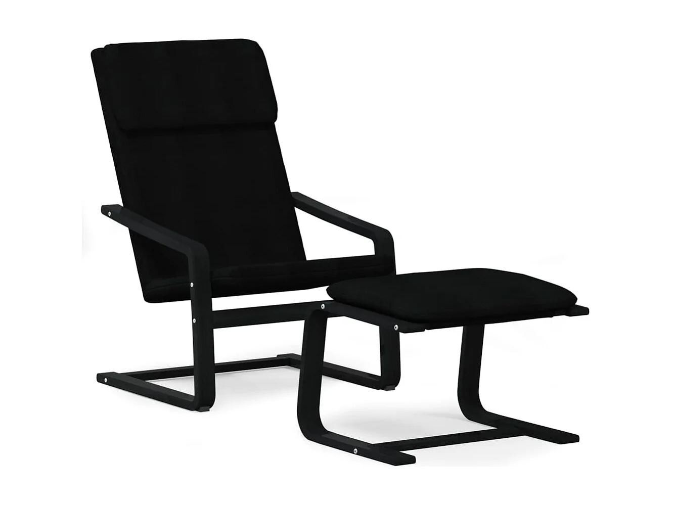 Chaise de relaxation avec repose-pied Noir Tissu