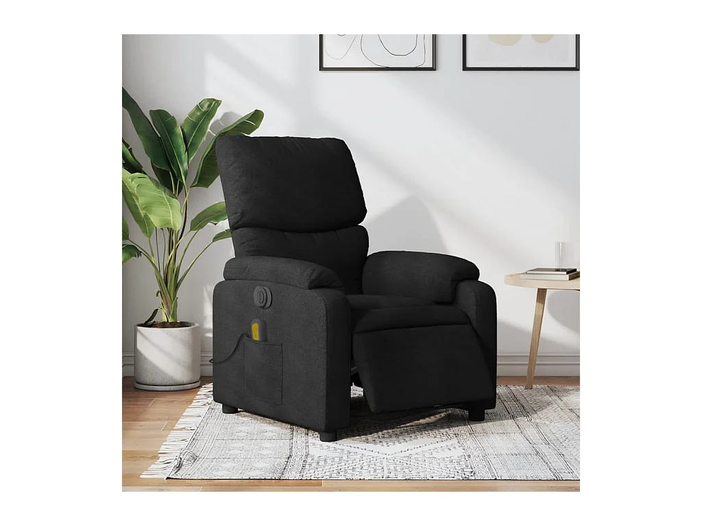 Fauteuil de massage inclinable électrique Noir Tissu